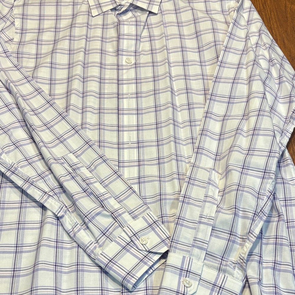 Apt. 9 White and Purple Plaid Dress Shirt - Picture 3 of 3